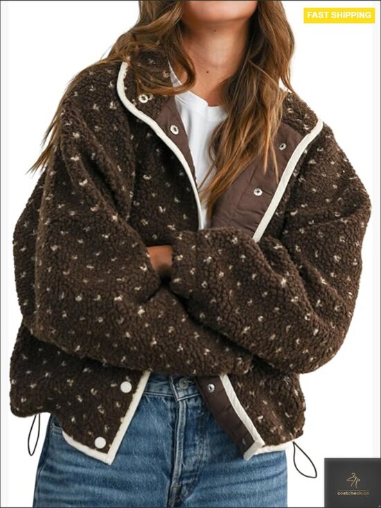 Jackets & Blazers - Women's Fleece Jacket Button Down Lapel Collar Sherpa Long Sleeve Quilted